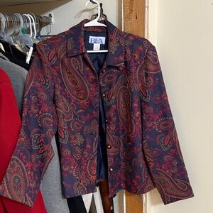 Elegant BFA Paisley Blazer - Navy and Red